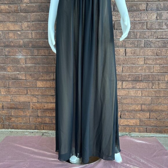 Sue Wong Black & Tan Beaded Evening Dress Gown Sz 4 - Picture 3 of 13